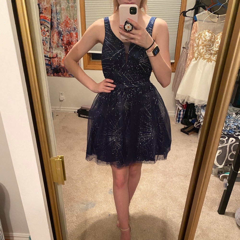 Navy Blue and Silver Dress